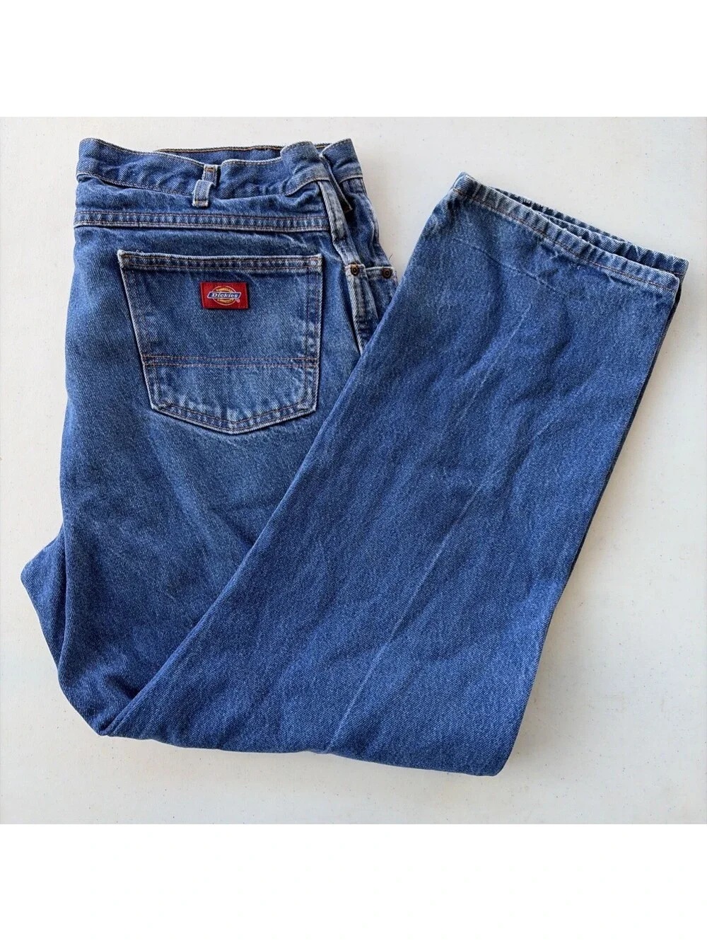 Dickies Mens Relaxed Fit Straight Leg Blue Denim Jeans 40x32 Workwear Medium